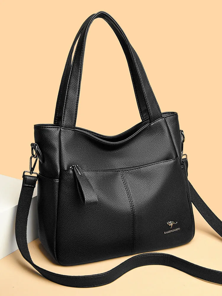 Versatile large-capacity genuine leather bag for women new casual handbag middle-aged mother single shoulder crossbody bag