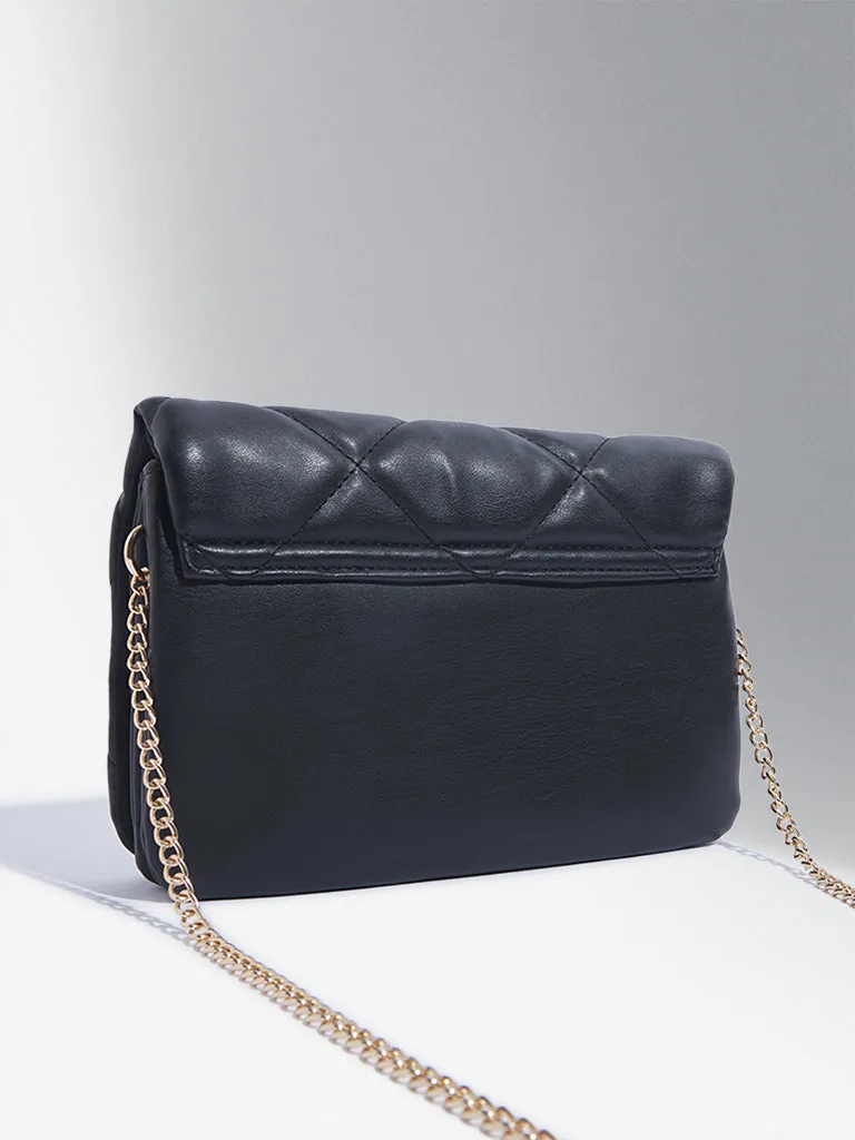 Westside Black Quilted Chain Strap Sling Bag