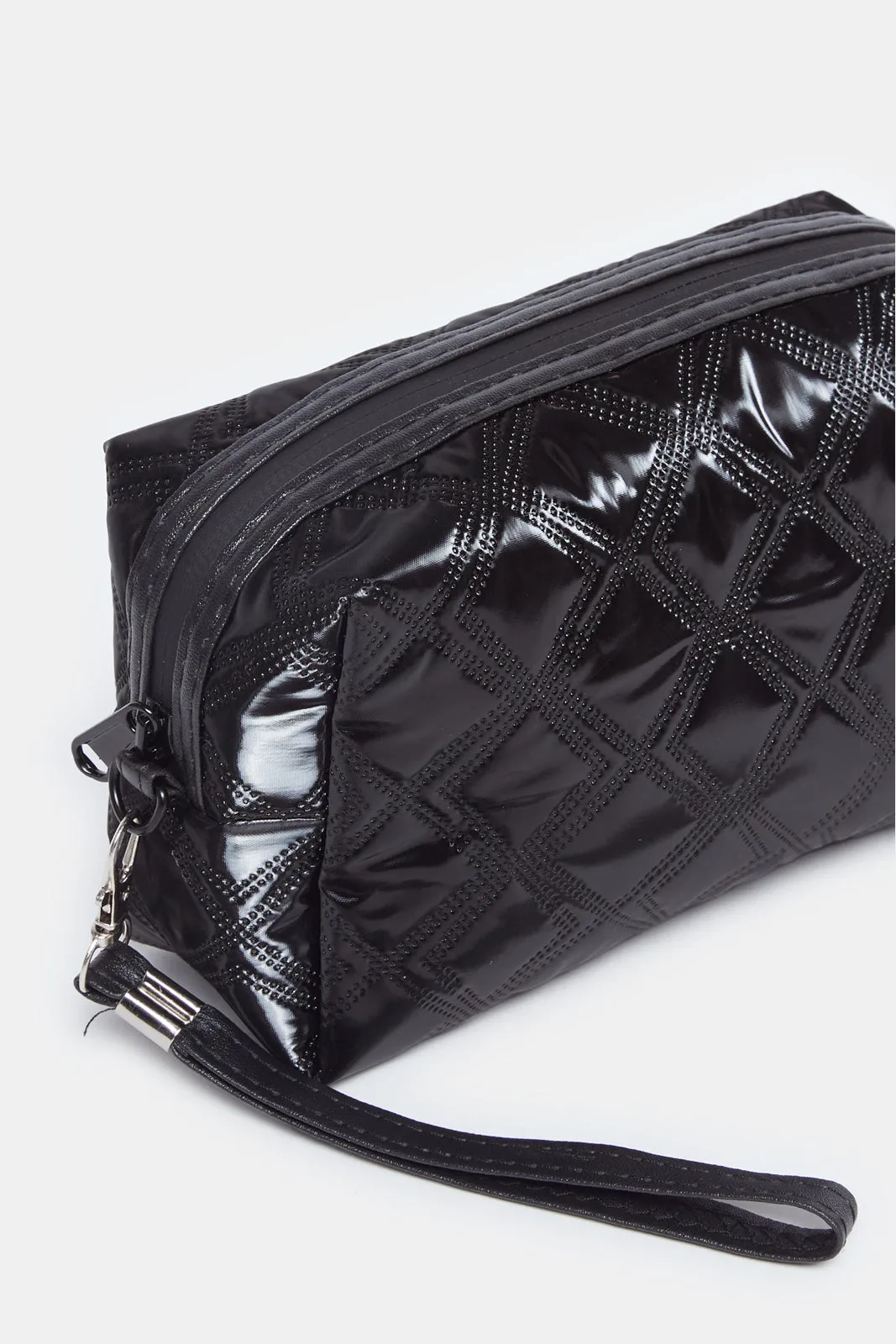 Women Black Quilted Pouch