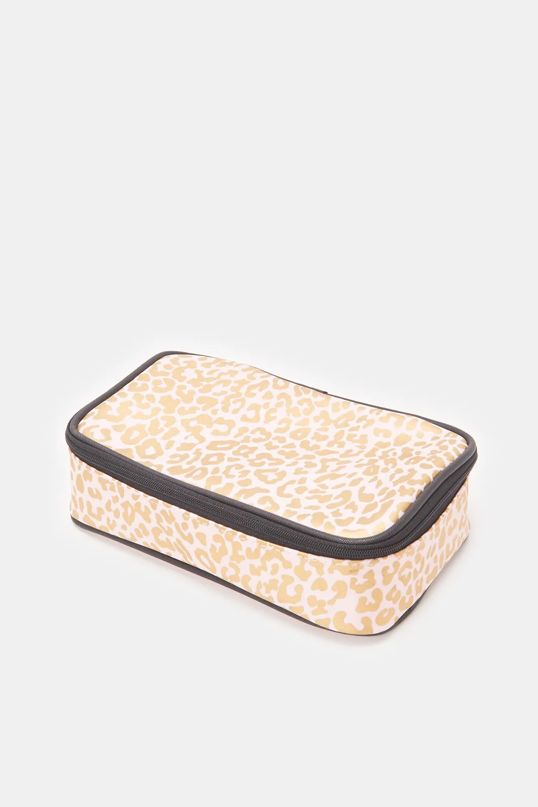 Women Pink And Black Animal print Cosmetic Pouch Set (Pack of 4)