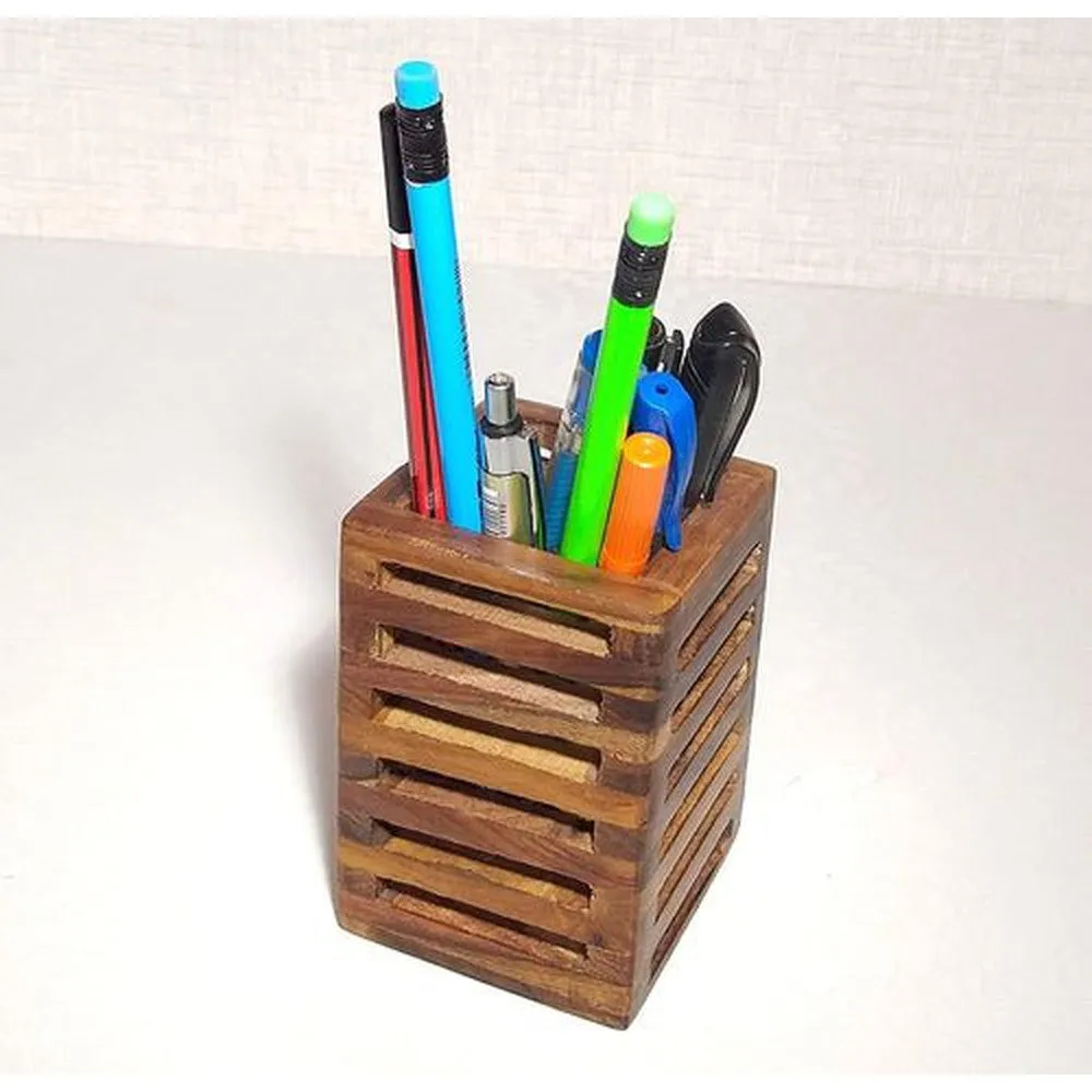 Wooden Pen Holder/Pen Pencil Stand Multi Purpose Desk