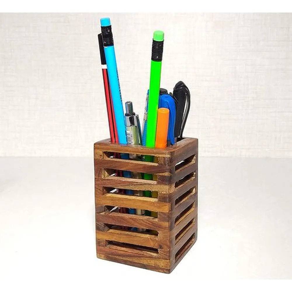 Wooden Pen Holder/Pen Pencil Stand Multi Purpose Desk