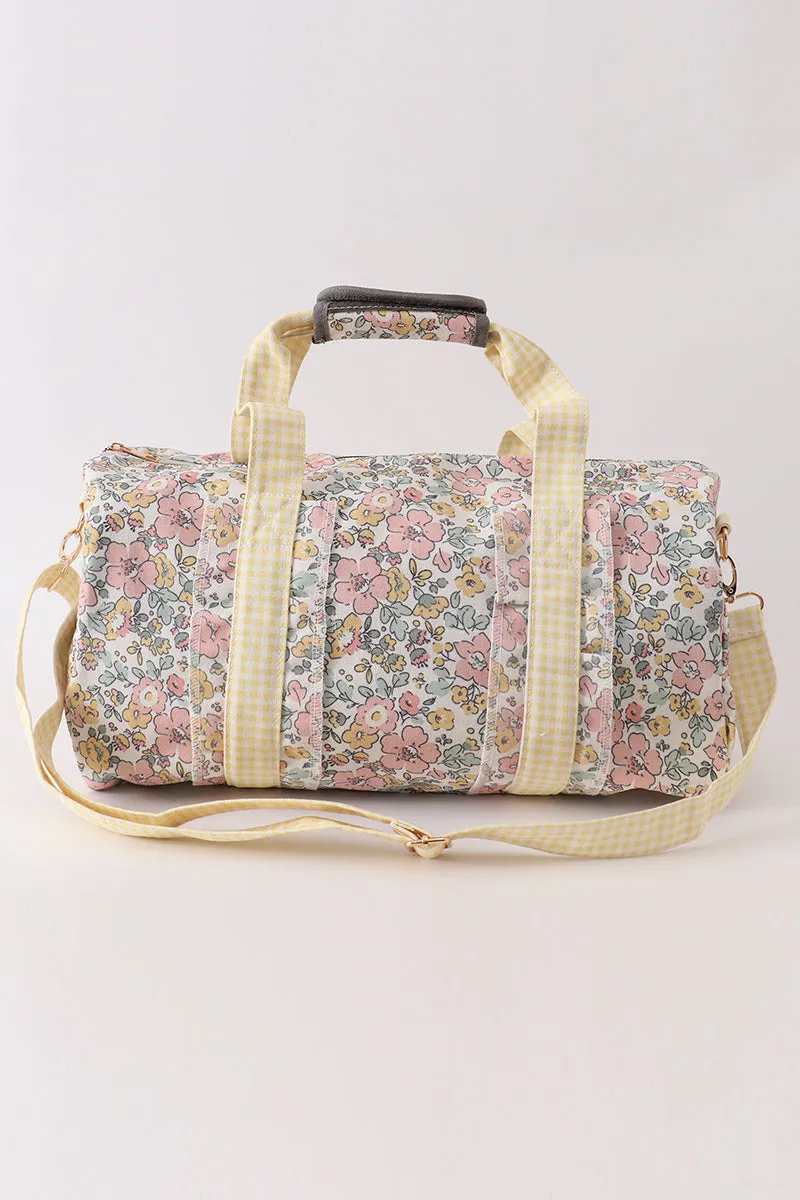 Yellow floral travel bag